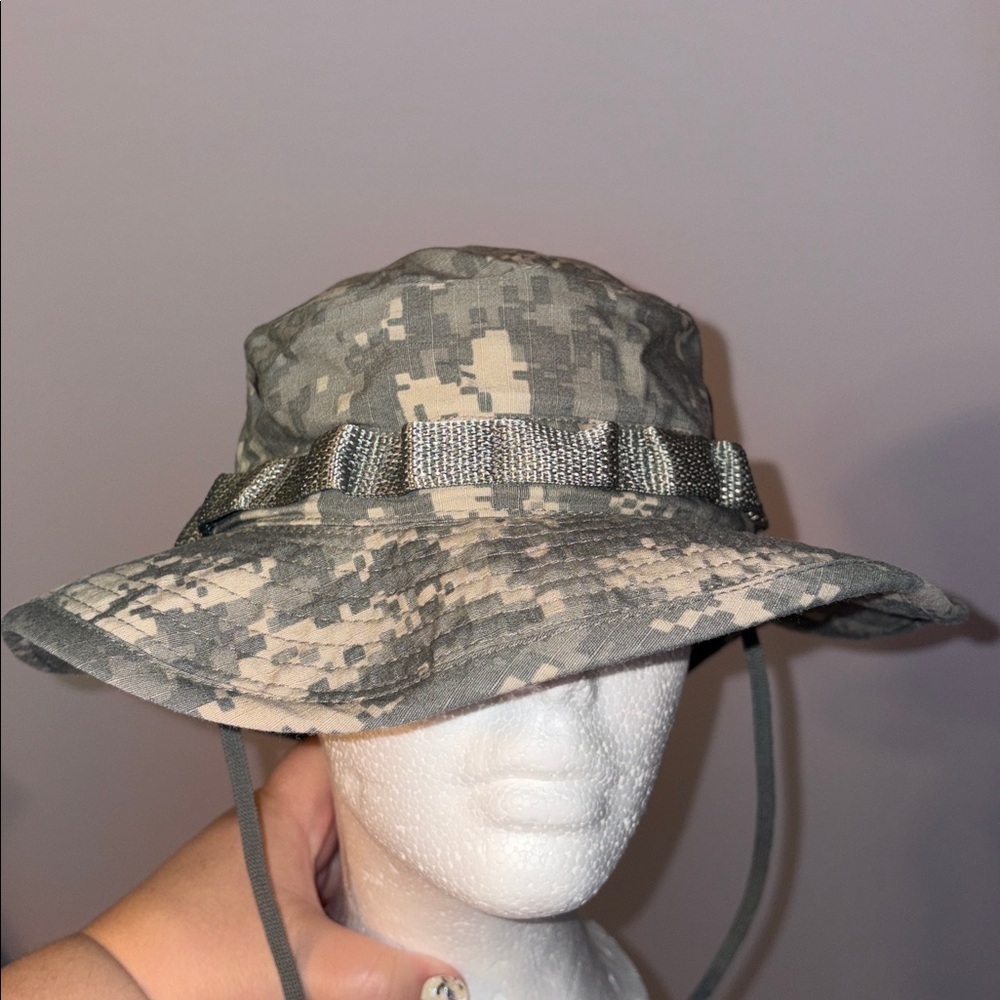 Army Military Camouflage Wide Brim Sun Hat Size 7 3/8